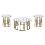 Monett 3-piece Coffee and End Table Set Chocolate Chrome | Gold | Chocolate Chrome | 708058-S3