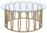 Monett Round Glass Top Coffee Table Chocolate Chrome | King | Brown | Chocolate Chrome | 708058