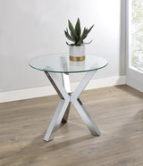 Kenzie Round Tempered Glass Top End Side Table Chrome | King | Silver | Chrome | 708127