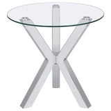 Kenzie 2-piece Round Coffee and End Table Set Chrome | King | Silver | Chrome | 708128-S2