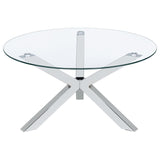 Kenzie 2-piece Round Coffee and End Table Set Chrome | King | Silver | Chrome | 708128-S2