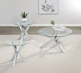 Kenzie 3-piece Round Coffee and End Table Set Chrome | Silver | Chrome | 708128-S3