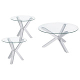 Kenzie 3-piece Round Coffee and End Table Set Chrome | Silver | Chrome | 708128-S3