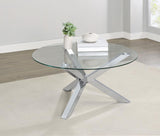 Kenzie Round Tempered Glass Top Cocktail Coffee Table Chrome | King | Silver | Chrome | 708128