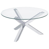 Kenzie Round Tempered Glass Top Cocktail Coffee Table Chrome | King | Silver | Chrome | 708128