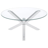 Kenzie Round Tempered Glass Top Cocktail Coffee Table Chrome | King | Silver | Chrome | 708128