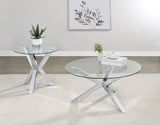 Kenzie Round Tempered Glass Top Cocktail Coffee Table Chrome | King | Silver | Chrome | 708128