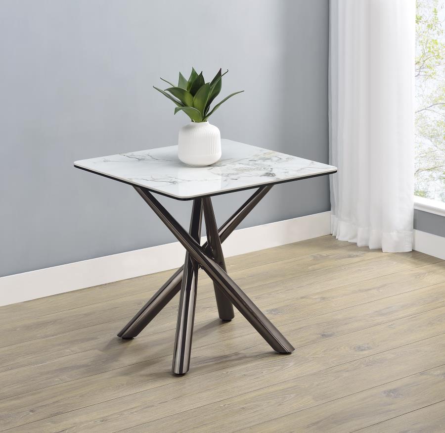 Carvell Square Sintered Stone End Side Table Mirage White | Full | White | Mirage White | 708137