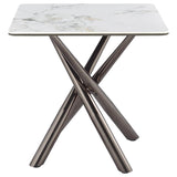 Carvell Square Sintered Stone End Side Table Mirage White | Full | White | Mirage White | 708137
