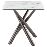 Carvell Square Sintered Stone End Side Table Mirage White | Full | White | Mirage White | 708137