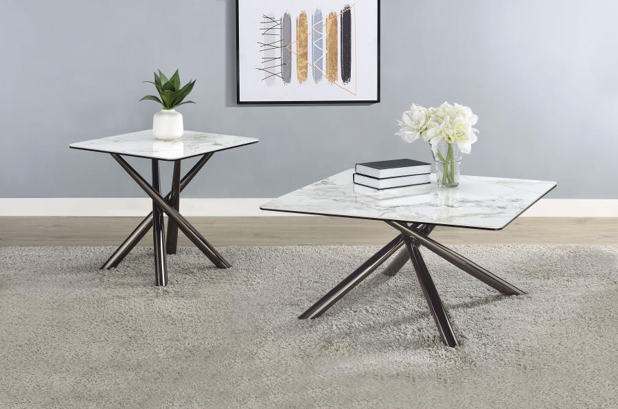 Carvell 2-piece Square Coffee and End Table Set Mirage White | King | White | Mirage White | 708138-S2