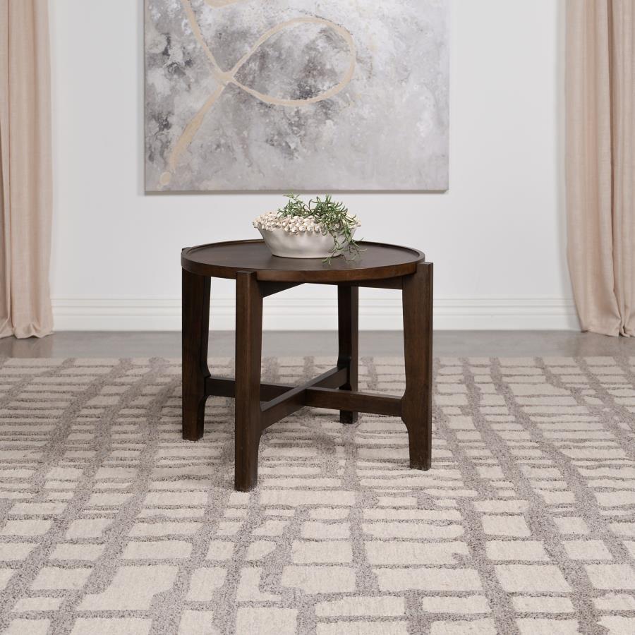 Cota Round Solid Wood End Table Dark Brown | Brown | Dark Brown | 708287