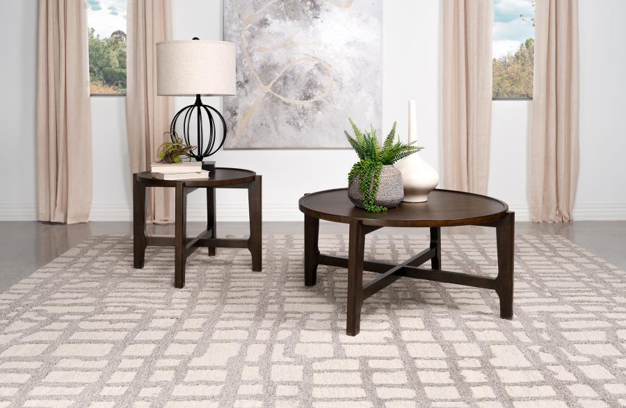 Cota 2-piece Solid Wood Coffee and End Table Set Dark Brown | King | Brown | Dark Brown | 708288-S2