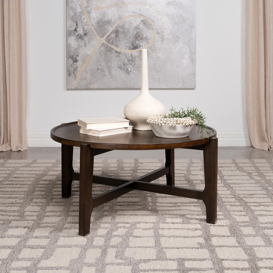 Cota Round Solid Wood Coffee Table Dark Brown | Brown | Dark Brown | 708288