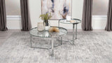 Delia 2-Piece Round Glass Top Nesting Coffee Table Chrome | Full | Silver | Chrome | 708400
