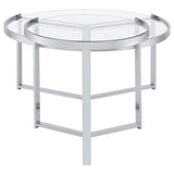 Delia 2-Piece Round Glass Top Nesting Coffee Table Chrome | Full | Silver | Chrome | 708400