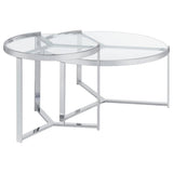 Delia 2-Piece Round Glass Top Nesting Coffee Table Chrome | Full | Silver | Chrome | 708400