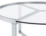 Delia 2-Piece Round Glass Top Nesting Coffee Table Chrome | Full | Silver | Chrome | 708400