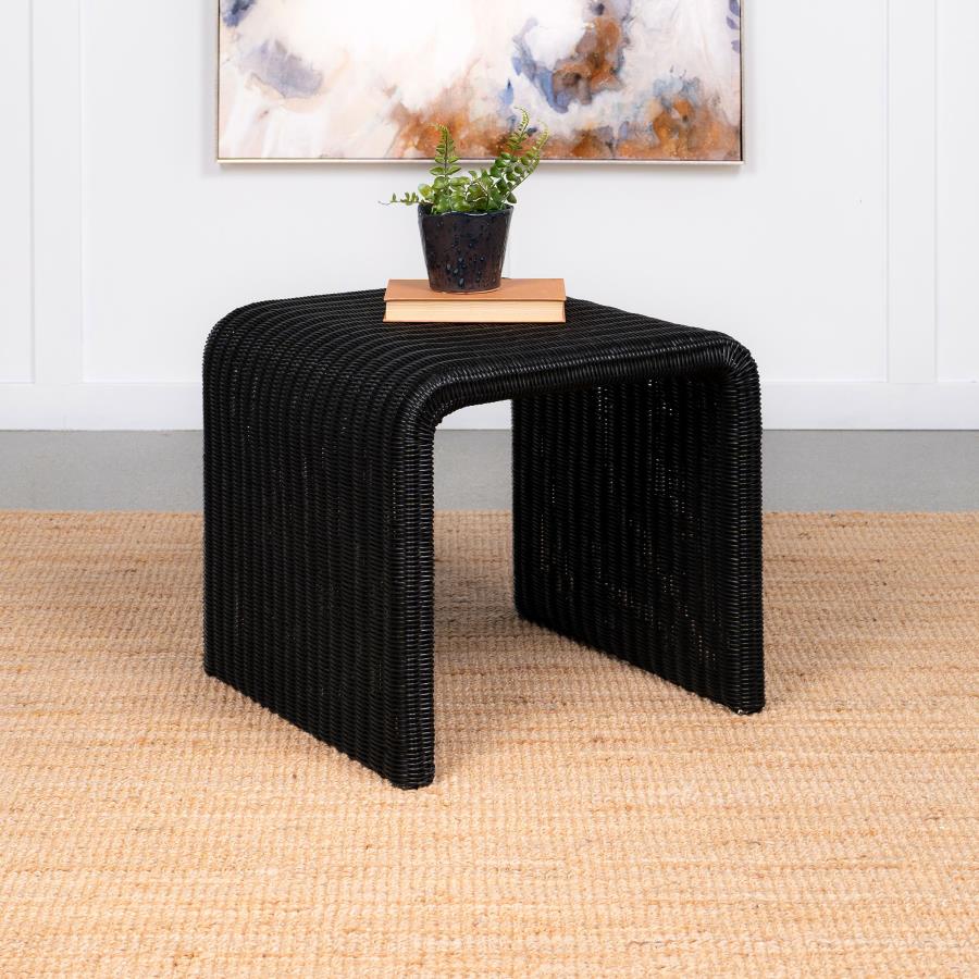 Cahya Woven Rattan Square End Table Black | Black | 708517