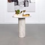 Astoria Round Genuine Marble Side End Table White | King | White | 709667