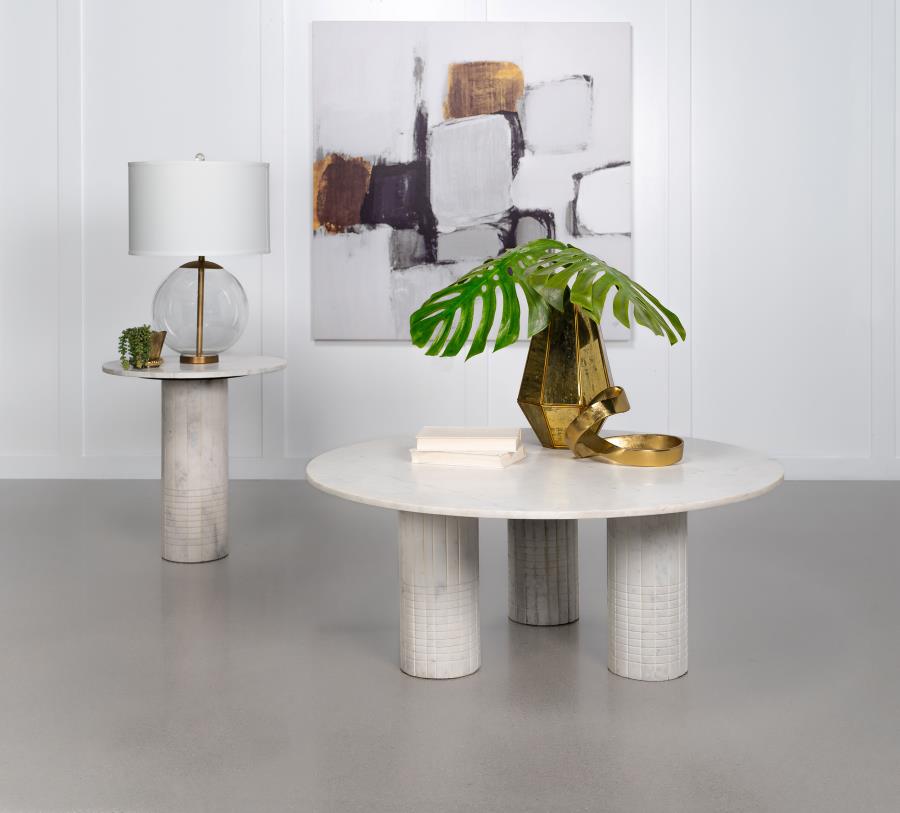 Astoria 2-piece Marble Coffee and End Table Set White | White | 709668-S2