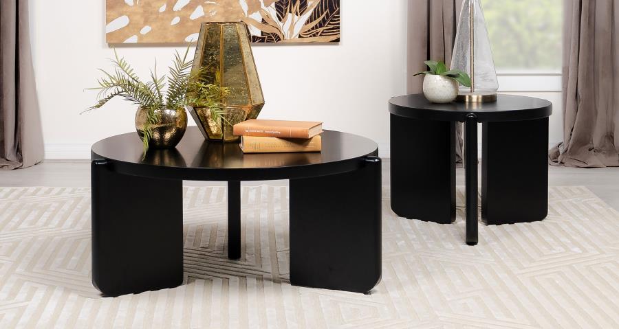 Cordova 2-piece Solid Wood Coffee and End Table Set Black | Black | 709678-S2