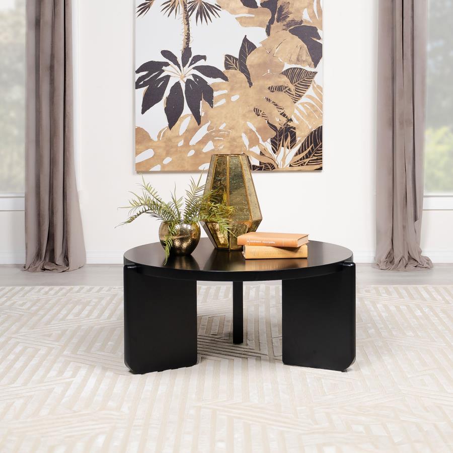 Cordova Round Solid Wood Coffee Table Black | Black | 709678