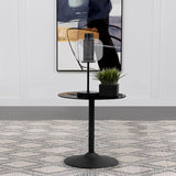 Ganso Round Metal End Table With Tempered Glass Top Black | Black | 709687