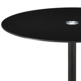 Ganso Round Metal End Table With Tempered Glass Top Black | Black | 709687
