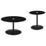 Ganso 2-piece Round Glass Top Coffee and End Table Set Black | King | Black | 709688-S2