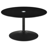 Ganso 2-piece Round Glass Top Coffee and End Table Set Black | King | Black | 709688-S2