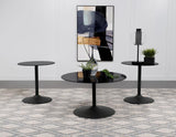 Ganso 2-piece Round Glass Top Coffee and End Table Set Black