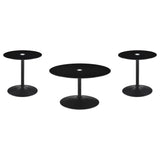 Ganso 3-piece Round Glass Top Coffee and End Table Set Black | Black | 709688-S3