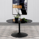 Ganso Round Metal Coffee Table With Tempered Glass Top Black | Black | 709688