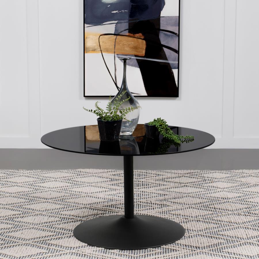 Ganso Round Metal Coffee Table With Tempered Glass Top Black | Black | 709688