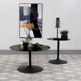 Ganso Round Metal Coffee Table With Tempered Glass Top Black | Black | 709688