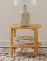 Camillo Round Solid Wood Side End Table Maple Brown | Full | Brown | Maple | 709697