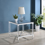 Lindley Square Tempered Mirror Acrylic Side End Table Chrome | Silver | Chrome | 709727