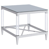 Lindley Square Tempered Mirror Acrylic Side End Table Chrome | Silver | Chrome | 709727