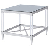 Lindley Square Tempered Mirror Acrylic Side End Table Chrome | Silver | Chrome | 709727