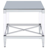 Lindley Square Tempered Mirror Acrylic Side End Table Chrome | Silver | Chrome | 709727