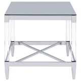 Lindley Square Tempered Mirror Acrylic Side End Table Chrome | Silver | Chrome | 709727