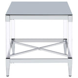 Lindley Square Tempered Mirror Acrylic Side End Table Chrome | Silver | Chrome | 709727