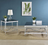 Lindley Square Tempered Mirror Acrylic Side End Table Chrome | Silver | Chrome | 709727