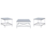 Lindley 3-piece Square Coffee and End Table Set Chrome | Silver | Chrome | 709728-S3