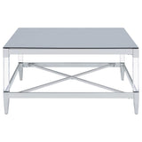 Lindley Square Tempered Mirror Acrylic Coffee Table Chrome | King | Silver | Chrome | 709728