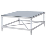 Lindley Square Tempered Mirror Acrylic Coffee Table Chrome | King | Silver | Chrome | 709728