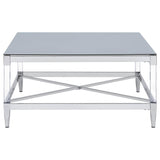 Lindley Square Tempered Mirror Acrylic Coffee Table Chrome | King | Silver | Chrome | 709728