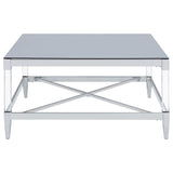 Lindley Square Tempered Mirror Acrylic Coffee Table Chrome | King | Silver | Chrome | 709728