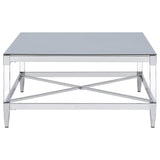 Lindley Square Tempered Mirror Acrylic Coffee Table Chrome | King | Silver | Chrome | 709728